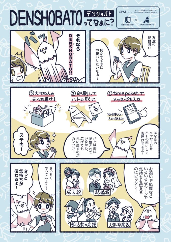 株式会社エヌケー「DENSHOBATO」　紹介ポスター